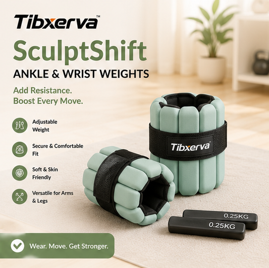 Tibxerva™ SculptShift Adjustable Ankle & Wrist Weights — Wearable Resistance Set for Home Workouts
