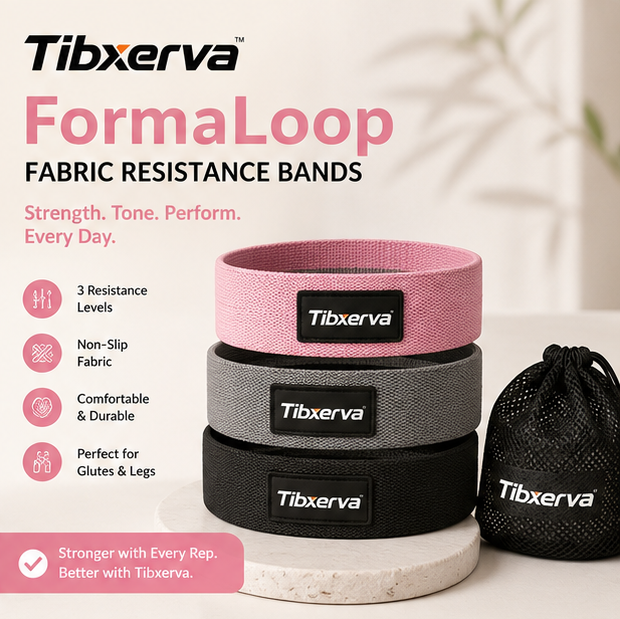 Tibxerva™ FormaLoop Premium Fabric Resistance Bands — Non-Slip Glute Bands & Home Strength Training Set