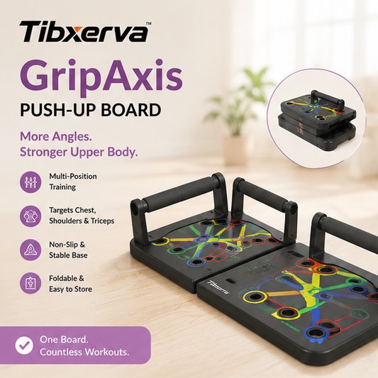 Tibxerva™ GripAxis Multi-Position Push-Up Board — Foldable Upper-Body Home Workout System