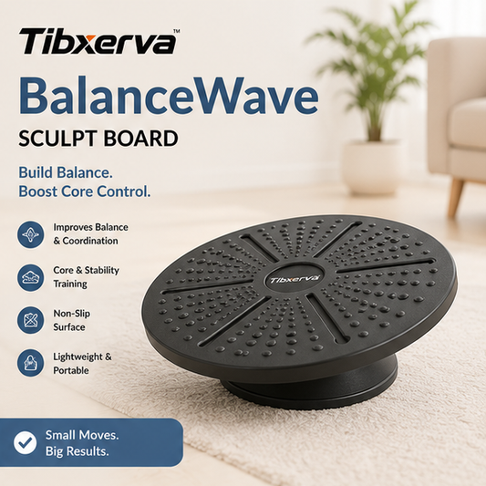 Tibxerva™ BalanceWave Sculpt Board — Non-Slip Rocker Board for Core Stability & Standing Workouts