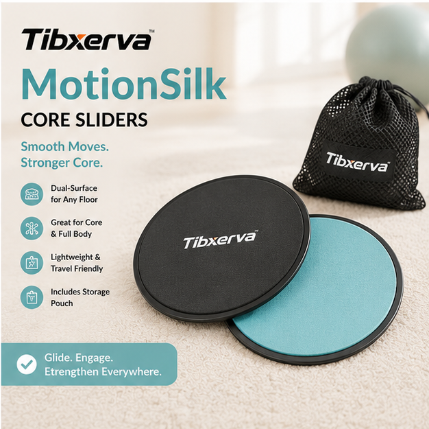 Tibxerva™ MotionSilk Dual-Surface Core Sliders — Fitness Gliding Discs for Carpet & Hard Floors